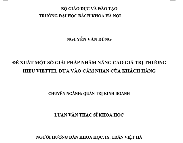 Mẫu luận văn quản trị thương hiệu Viettel Mẫu luận văn quản trị thương hiệu Viettel