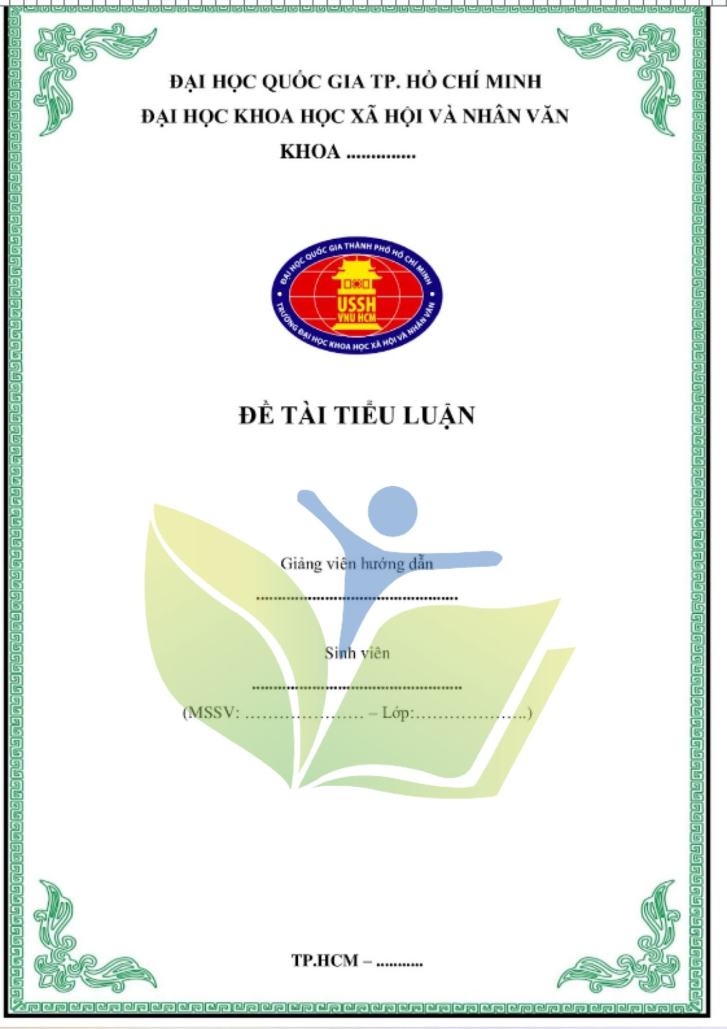 Mẫu bìa tiểu luận Ussh Mẫu bìa tiểu luận Ussh