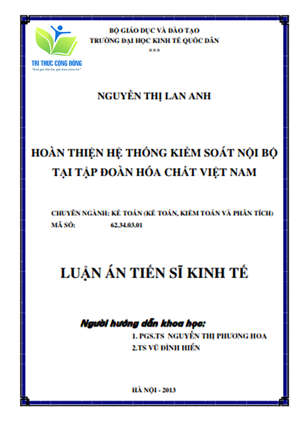 Mẫu luận văn giải pháp hoàn thiện hệ thống kiểm soát nội bộ Mẫu luận văn giải pháp hoàn thiện hệ thống kiểm soát nội bộ