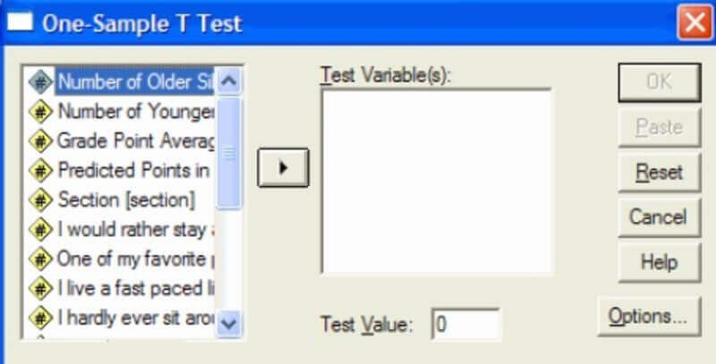 Cửa sổ One-Sample T-test Cửa sổ One-Sample T-test