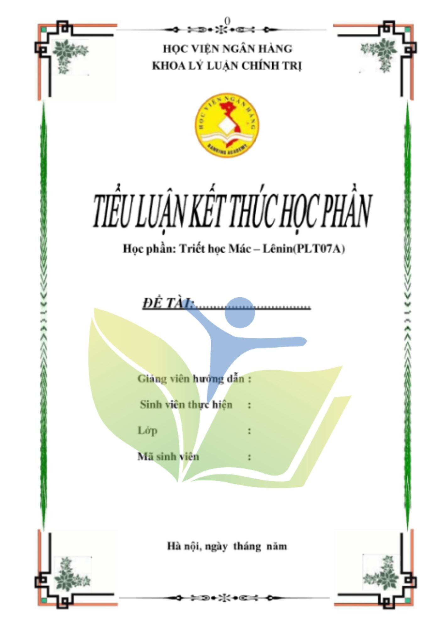 Mẫu bìa tiểu luận triết học Mẫu bìa tiểu luận triết học