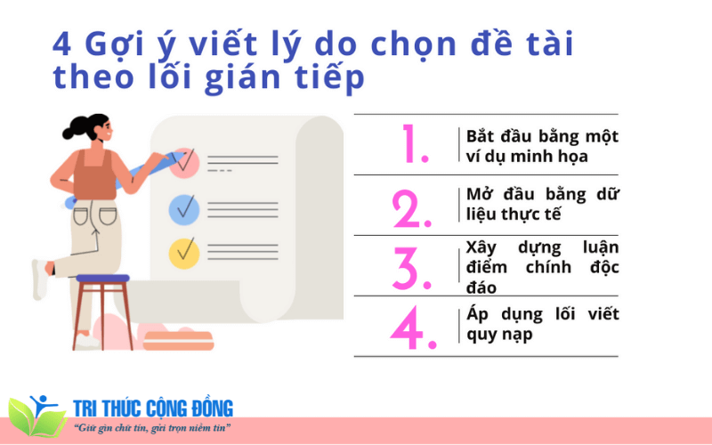 4 Gợi ý viết lý do chọn đề tài theo lối gián tiếp 4 Gợi ý viết lý do chọn đề tài theo lối gián tiếp