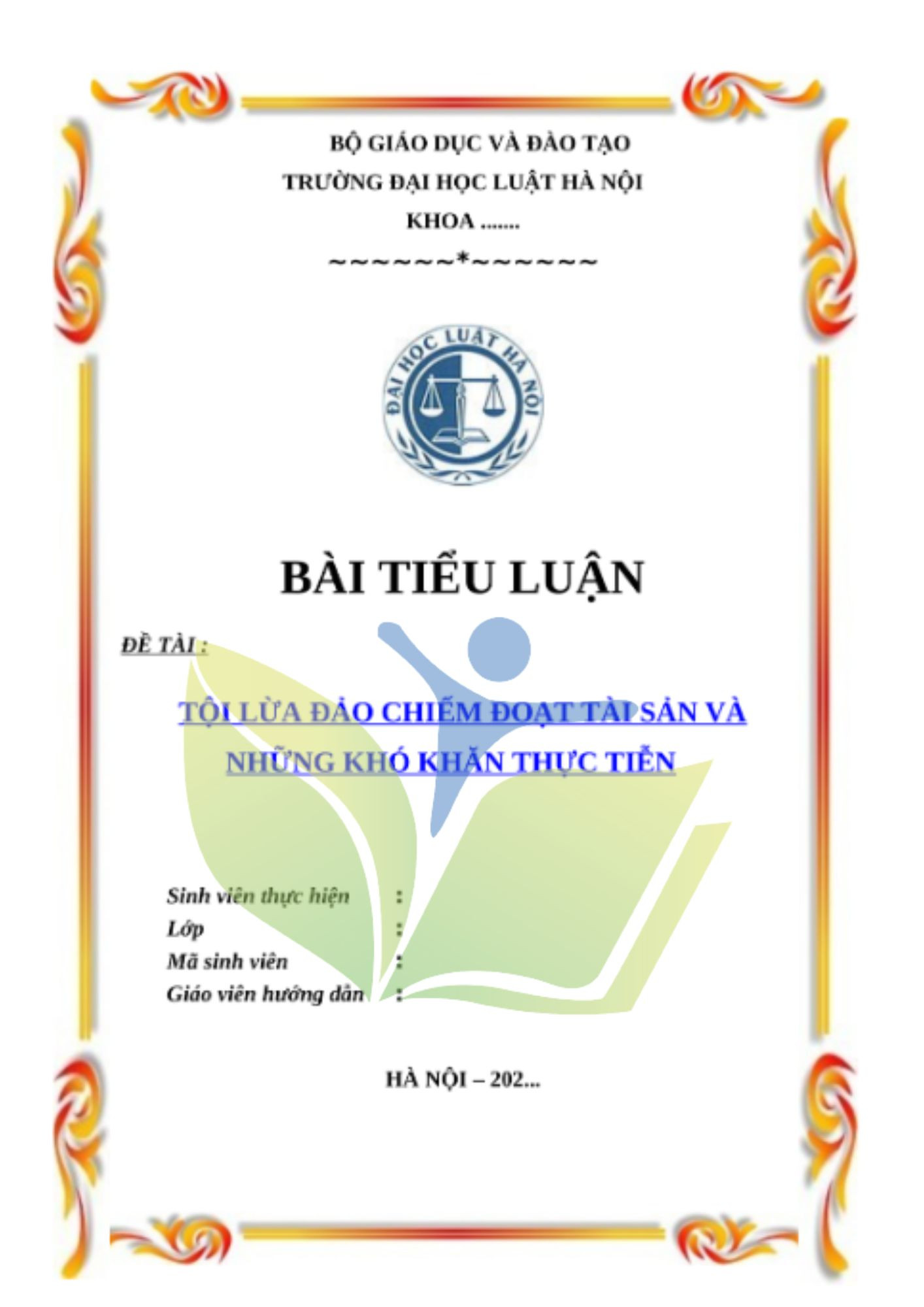 Mẫu bìa tiểu luận đại học luật Hà Nội Mẫu bìa tiểu luận đại học luật Hà Nội