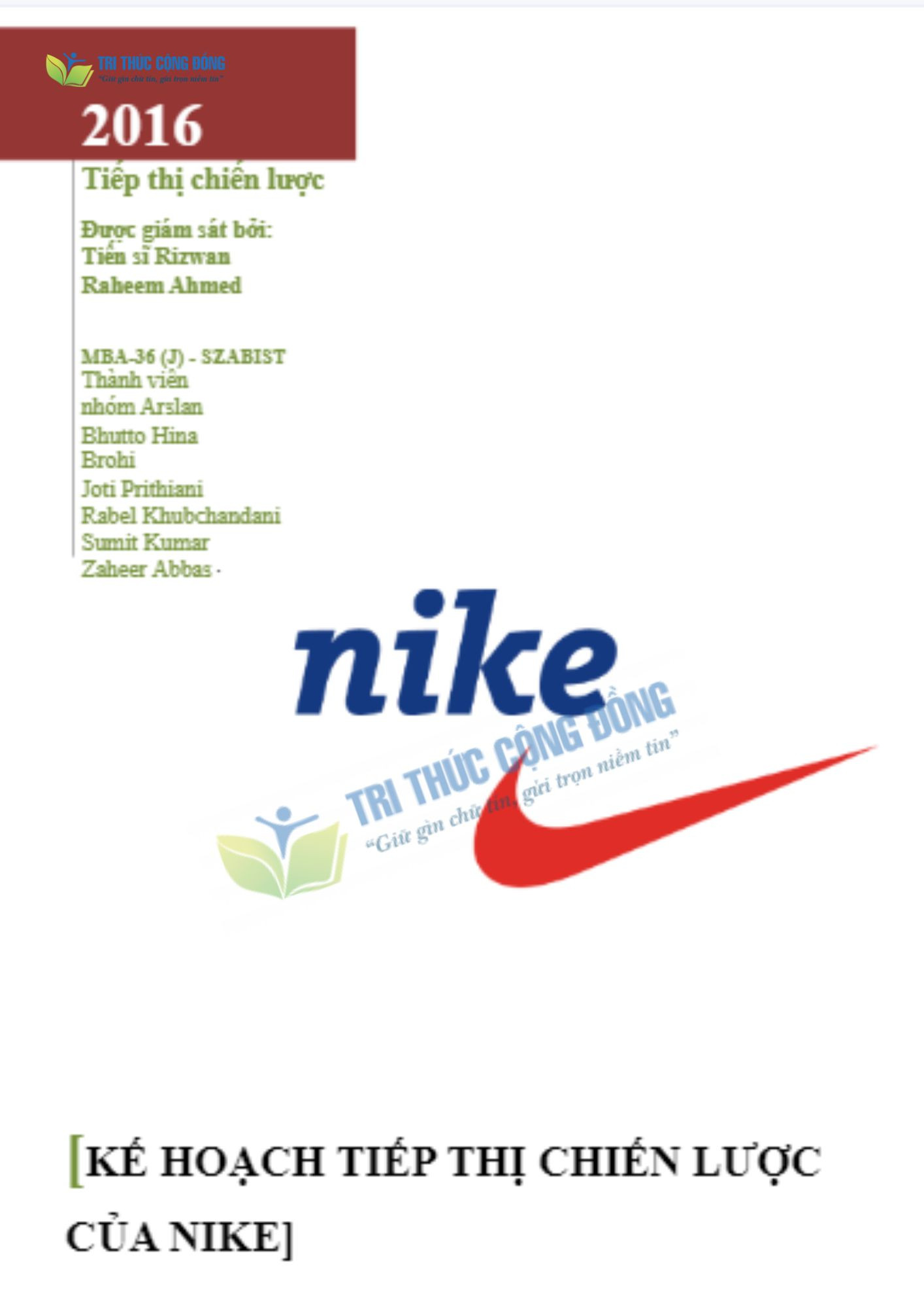 Mẫu marketing template của Nike Mẫu marketing template của Nike