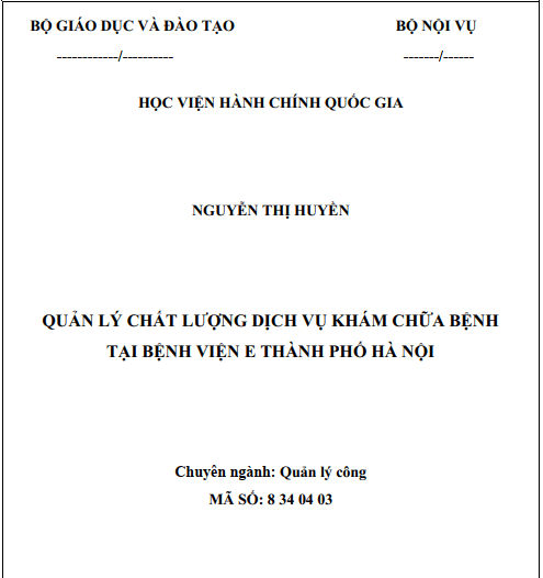 Mẫu luận văn thạc sĩ quản lý bệnh viện E Hà Nội Mẫu luận văn thạc sĩ quản lý bệnh viện E Hà Nội