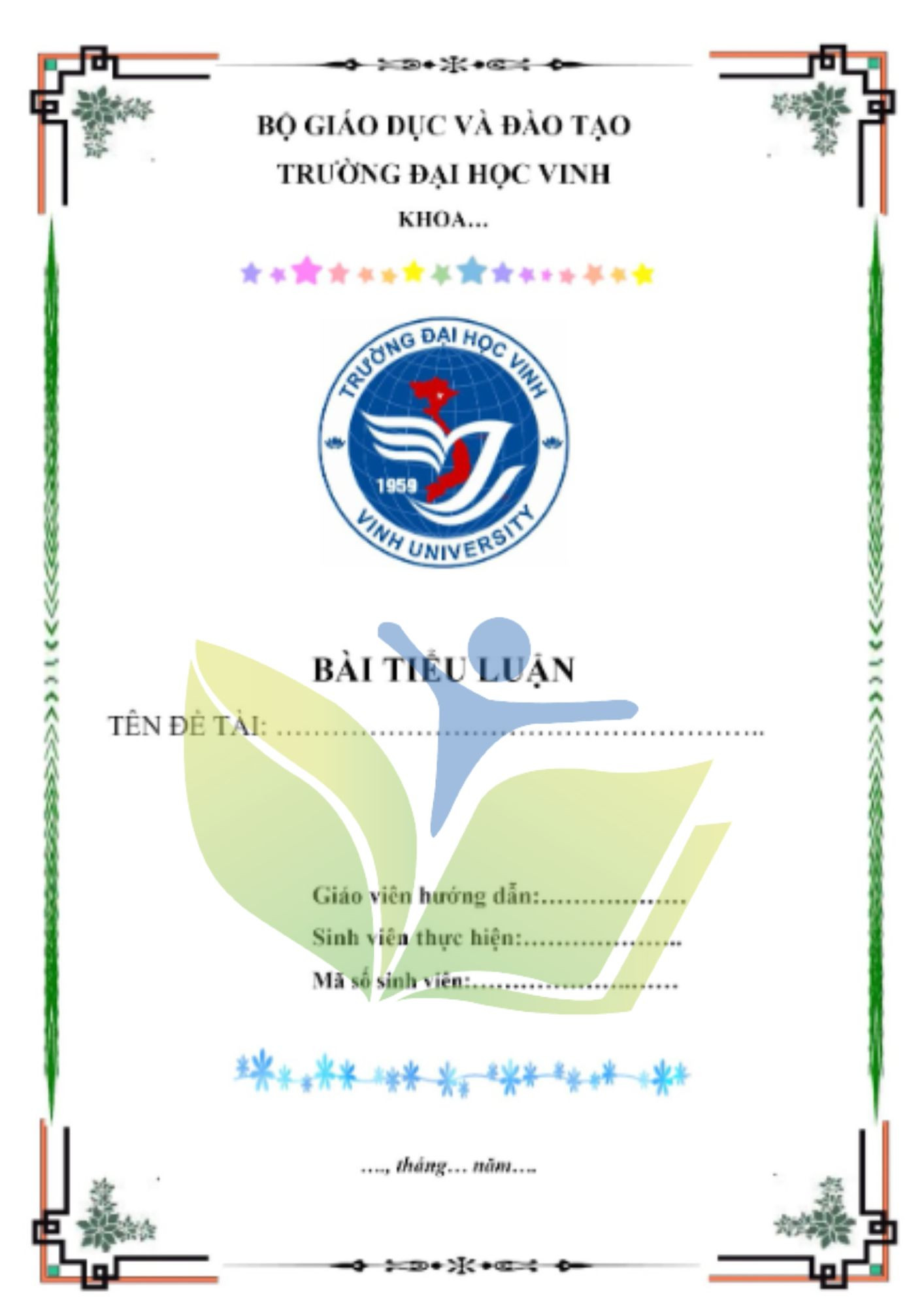 Mẫu bìa tiểu luận Đại học Vinh Mẫu bìa tiểu luận Đại học Vinh