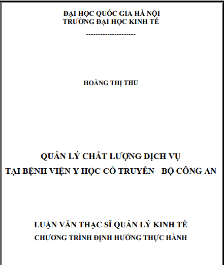 Luận văn thạc sĩ quản lý bệnh viện y học cổ truyền Luận văn thạc sĩ quản lý bệnh viện y học cổ truyền
