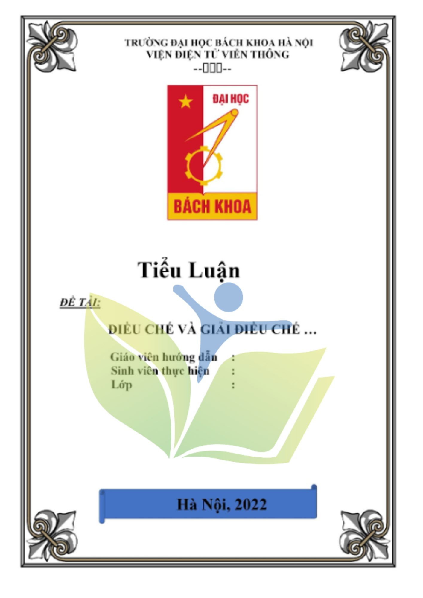 Mẫu bìa tiểu luận Đại học bách khoa Hà Nội Mẫu bìa tiểu luận Đại học bách khoa Hà Nội