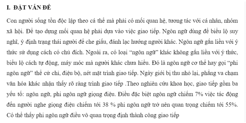 Bài tiểu luận kỹ năng giao tiếp phi ngôn ngữ