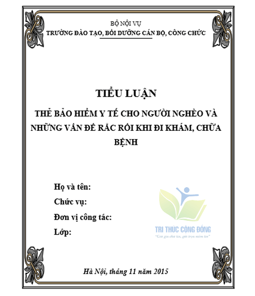 Ảnh bìa bài tiểu luận bảo hiểm y tế cho người nghèo Ảnh bìa bài tiểu luận bảo hiểm y tế cho người nghèo