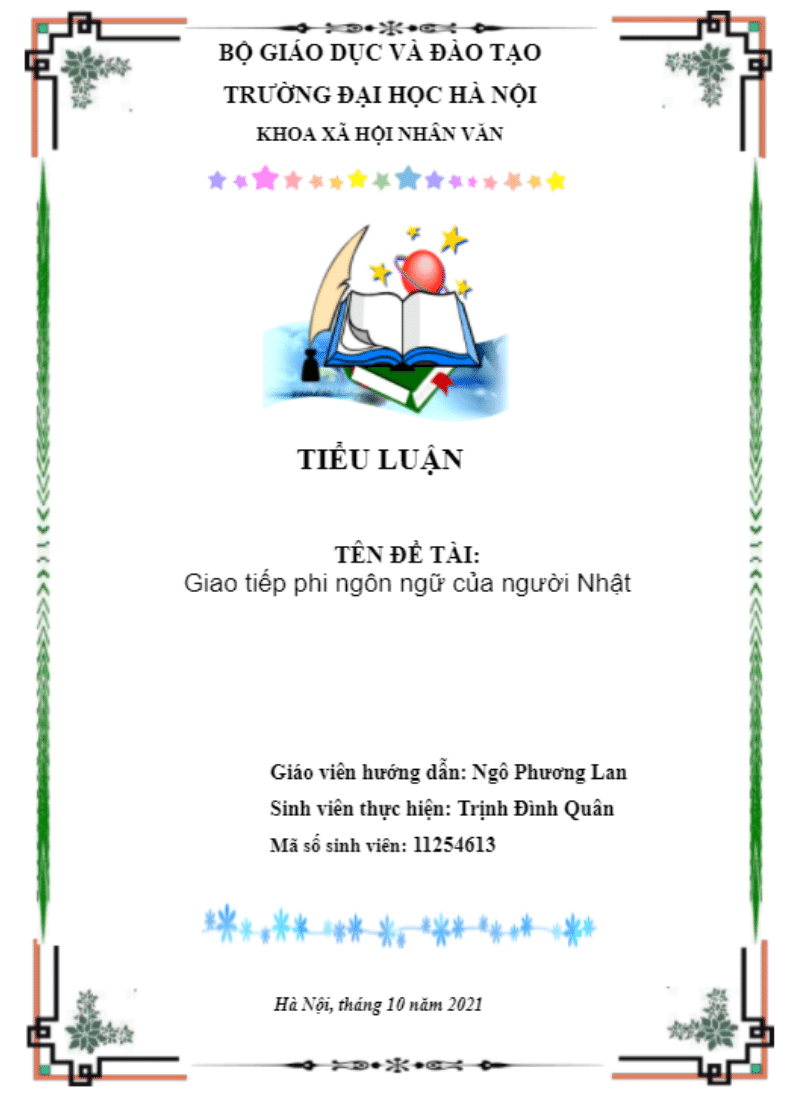 Bìa mẫu tiểu luận giao tiếp phi ngôn ngữ của người Nhật