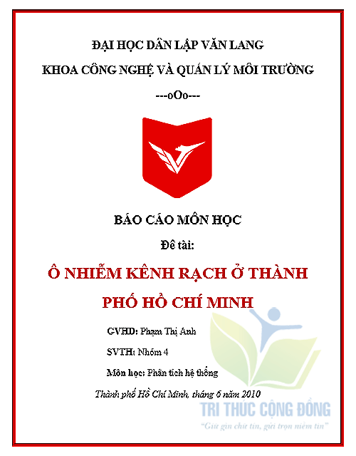 Ảnh bìa tiểu luận ô nhiễm môi trường nước ở TP.HCM