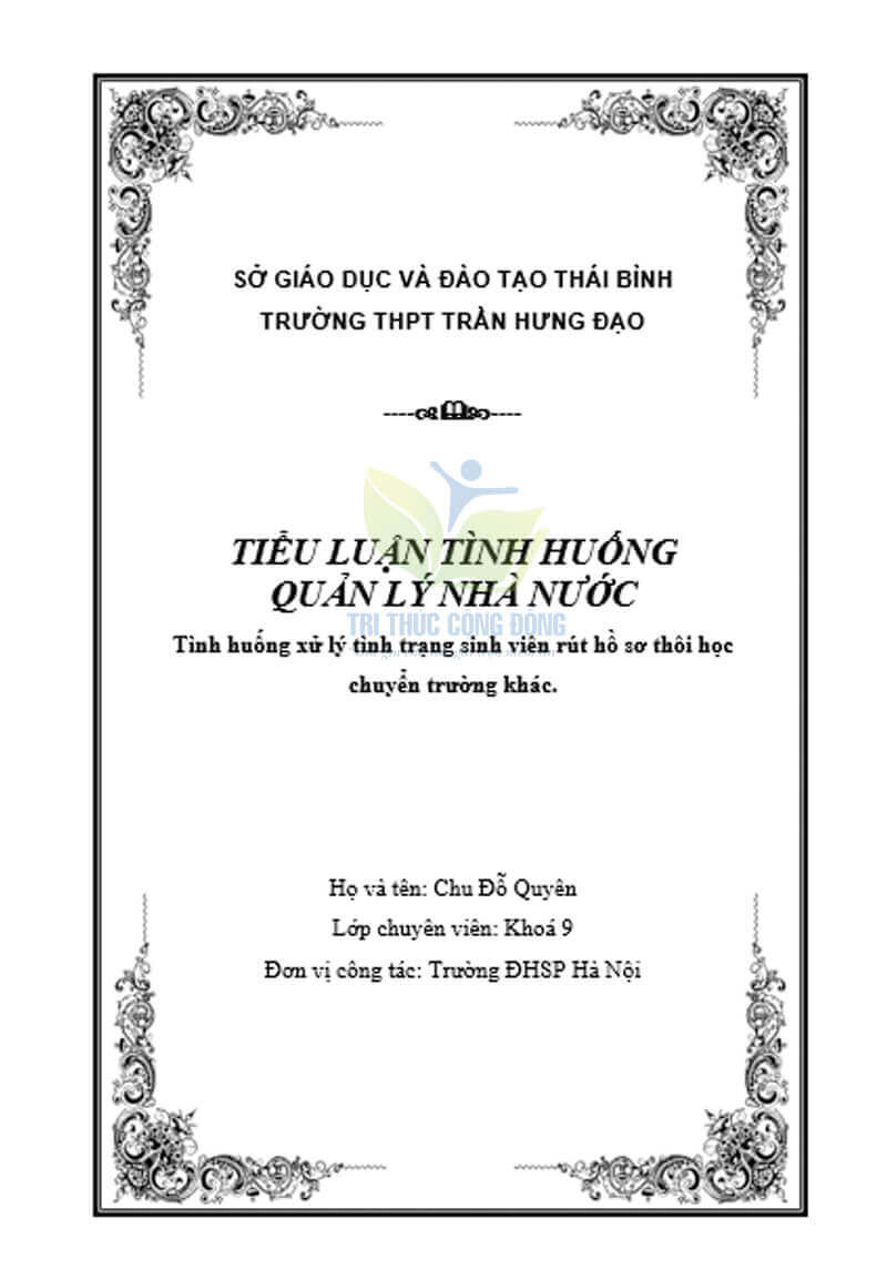 Ảnh bìa tiểu luận tình huống quản lý nhà nước về giáo dục