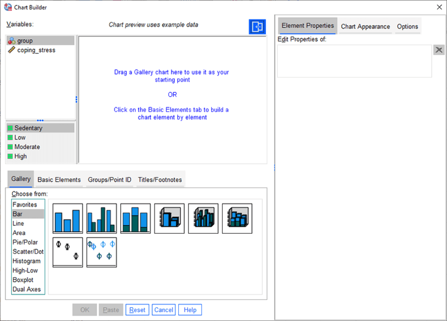 hộp thoại Chart Builder
