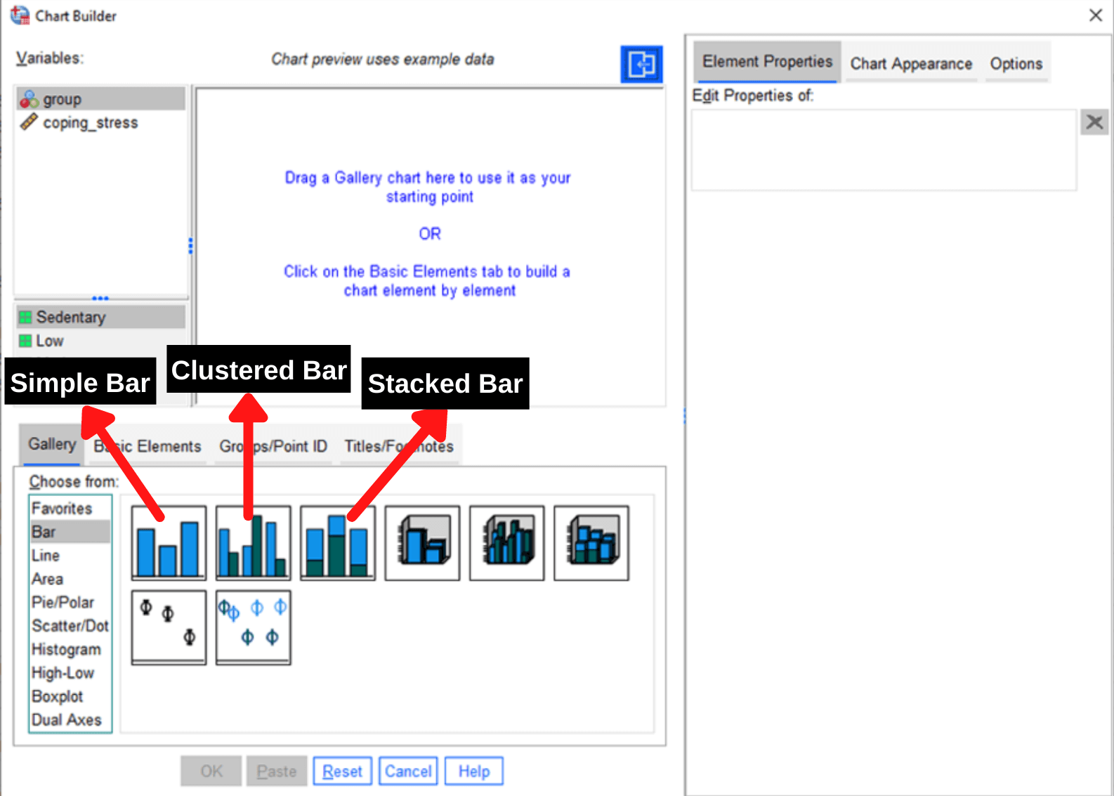 Chọn loại biểu đồ cột phù hợp