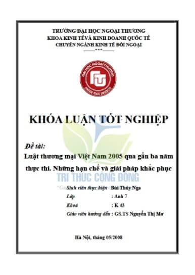 Bìa luận văn Luật kinh tế