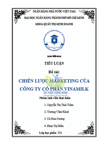 Bìa tiểu luận chiến lược Marketing của Vinamilk Bìa tiểu luận chiến lược Marketing của Vinamilk