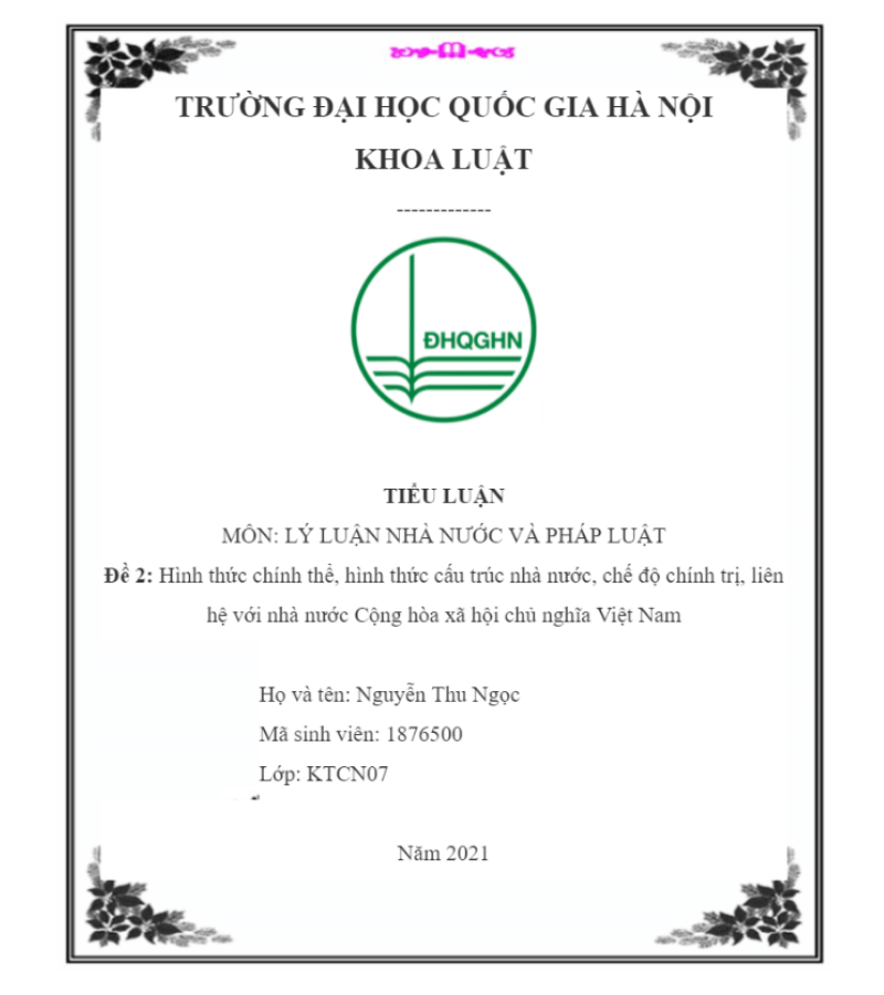 Bìa tiểu luận về hình thức nhà nước Bìa tiểu luận về hình thức nhà nước
