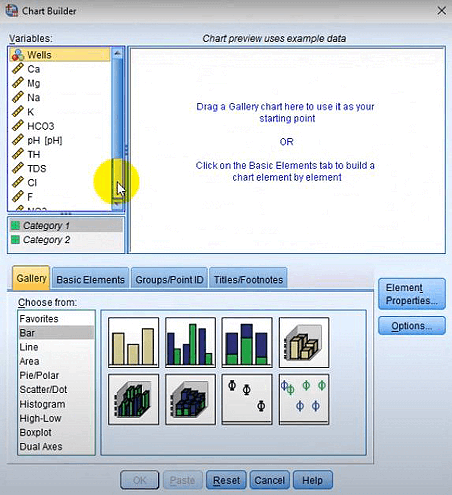 hộp thoại Chart Builder