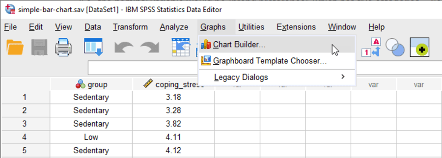 chọn Chart Builder