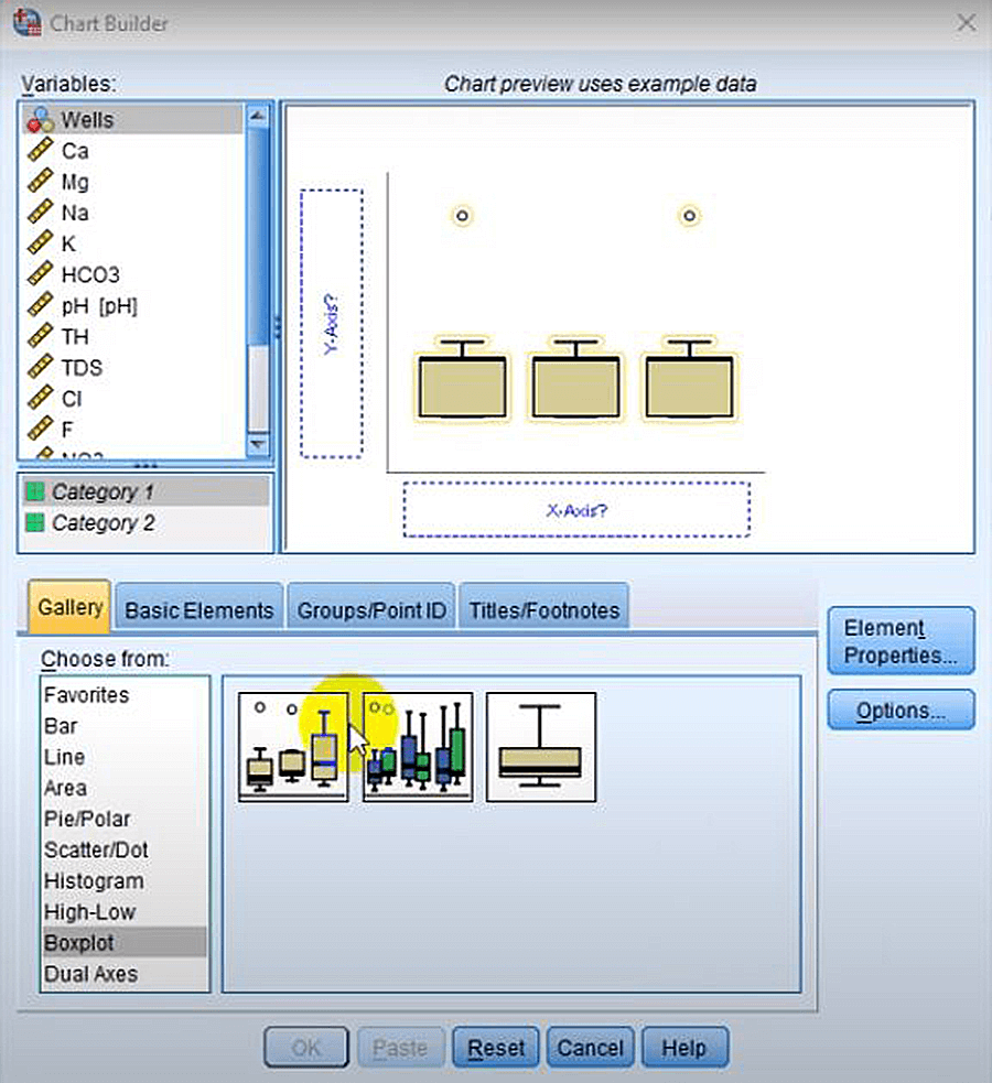 Chọn biểu đồ Simple Boxplot