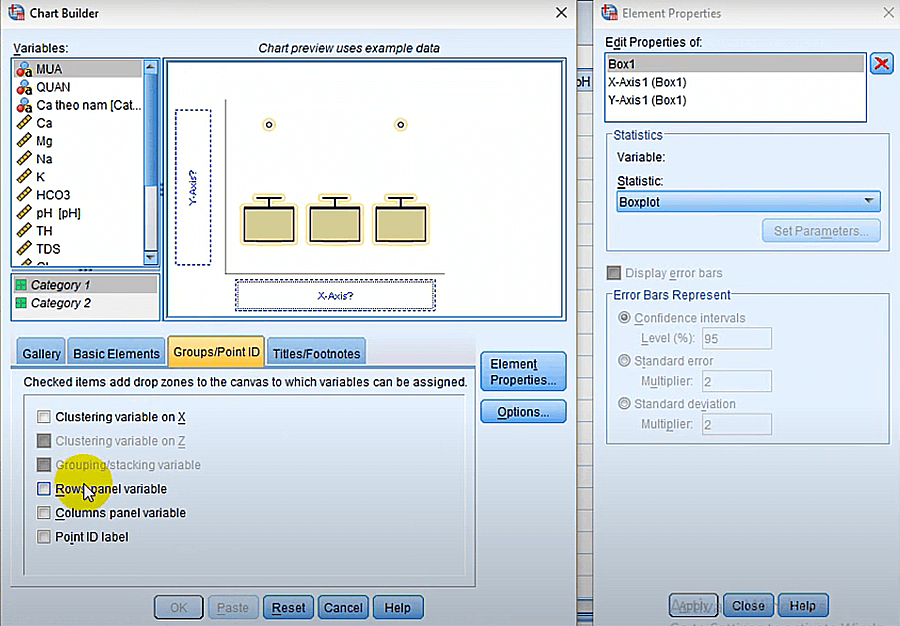 Chọn hộp Groups/Point ID