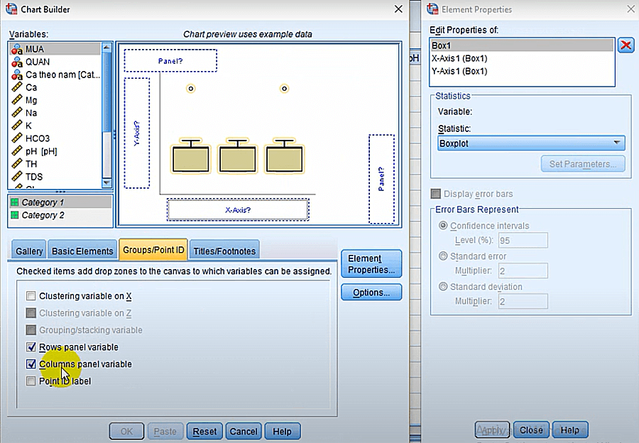 Đánh dấu vào 2 mục Rows panel variable và Columns panel variable