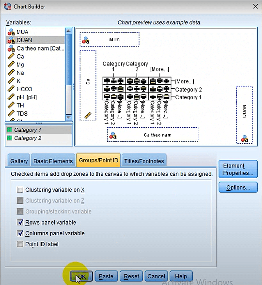 Nhấn OK để tạo biểu đồ.