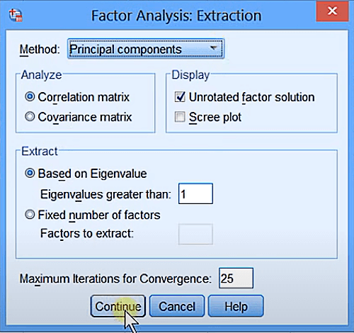 Chọn Principal components trong tab Method Chọn Principal components trong tab Method