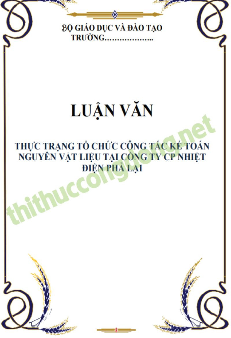 Công tác kế toán nguyên vật liệu tại Công ty CP Nhiệt điện Công tác kế toán nguyên vật liệu tại Công ty CP Nhiệt điện