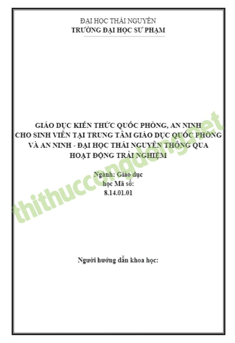Đề tài quản lý giáo dục quốc phòng an ninh tại Đại học Thái Nguyên Đề tài quản lý giáo dục quốc phòng an ninh tại Đại học Thái Nguyên