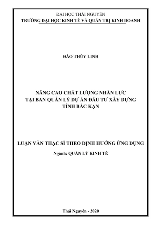 Nâng cao chất lượng nhân lực tại ban quản lý dự án tỉnh Bắc Kạn