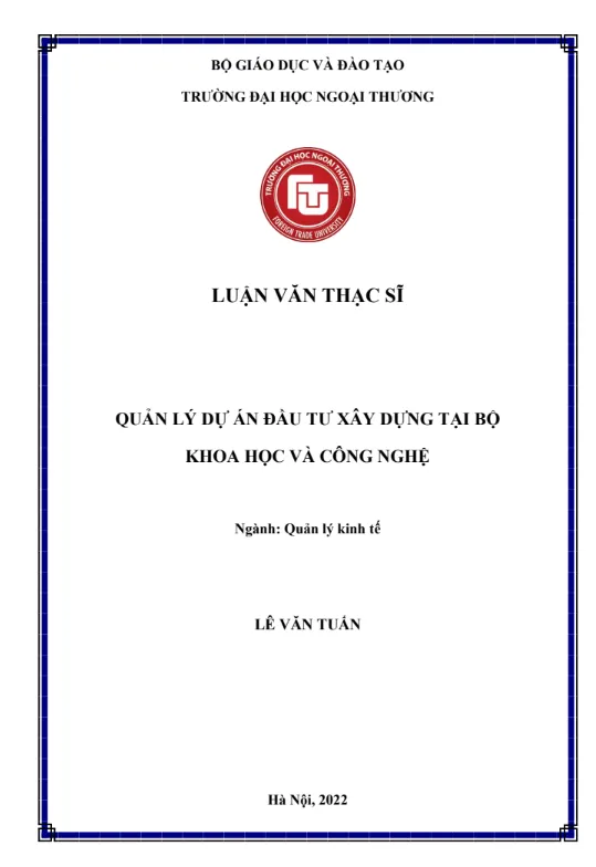 Quản lý dự án đầu tư xây dựng tại bộ khoa học và công nghệ
