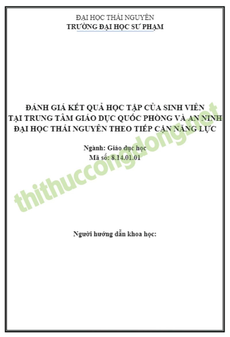 Đề tài giáo dục kiến thức quốc phòng an ninh tại Đại học Thái Nguyên Đề tài giáo dục kiến thức quốc phòng an ninh tại Đại học Thái Nguyên