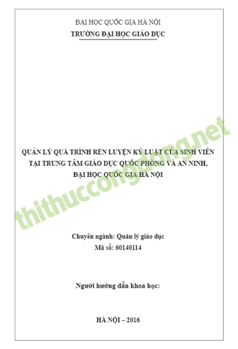 Đề tài quản lý giáo dục quốc phòng tại Trung tâm giáo dục quốc phòng an ninh Đề tài quản lý giáo dục quốc phòng tại Trung tâm giáo dục quốc phòng an ninh