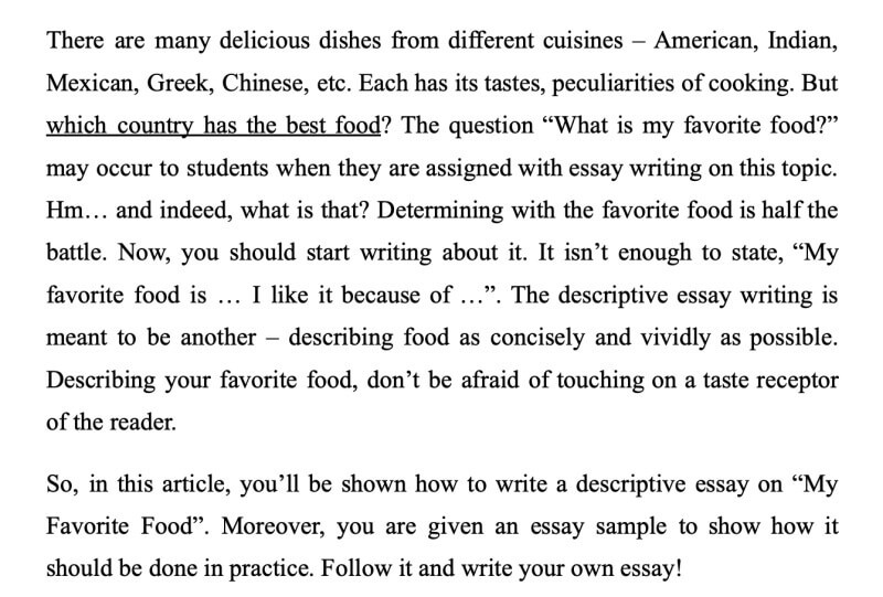 Một đoạn trích từ descriptive essay about food Một đoạn trích từ descriptive essay about food