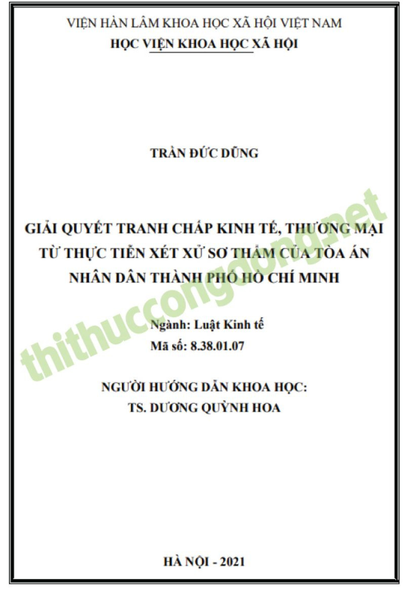 Giải quyết tranh chấp thương mại từ thực tiễn xét xử của Tòa án TPHCM Giải quyết tranh chấp thương mại từ thực tiễn xét xử của Tòa án TPHCM