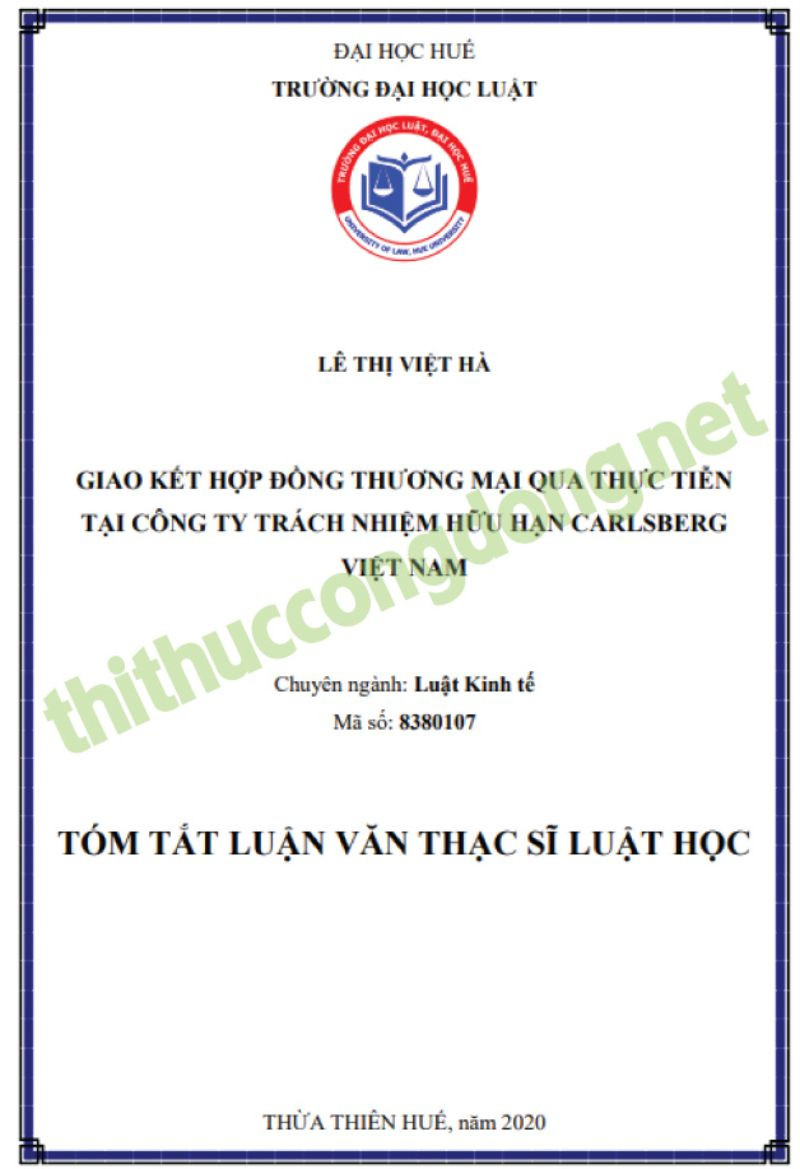 Giao kết hợp đồng thương mại qua thực tiễn tại công ty TNHH Carlsberg Giao kết hợp đồng thương mại qua thực tiễn tại công ty TNHH Carlsberg