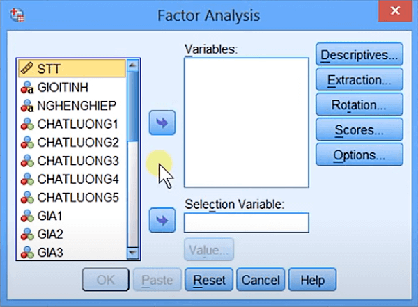 Hộp thoại Factor Analysis Hộp thoại Factor Analysis