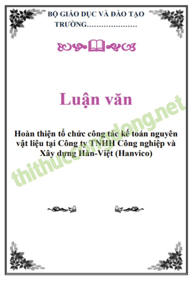 Kế toán nguyên vật liệu tại Công ty TNHH Hanvico Kế toán nguyên vật liệu tại Công ty TNHH Hanvico