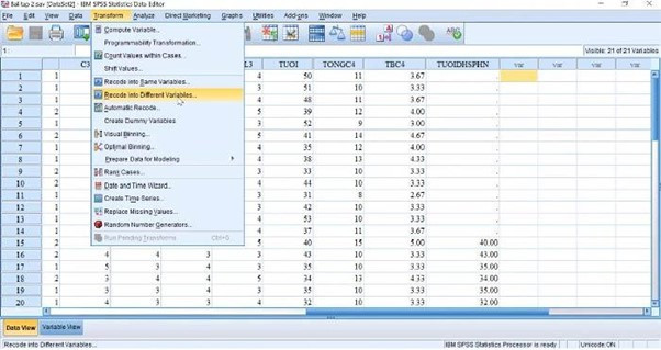 Lệnh Transform - Recode into Different Variables Lệnh Transform - Recode into Different Variables