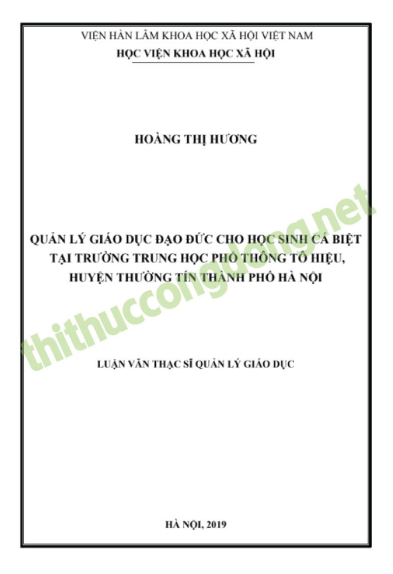 Luận văn đề tài giáo dục học sinh cá biệt tại Thành phố Hà Nội Luận văn đề tài giáo dục học sinh cá biệt tại Thành phố Hà Nội