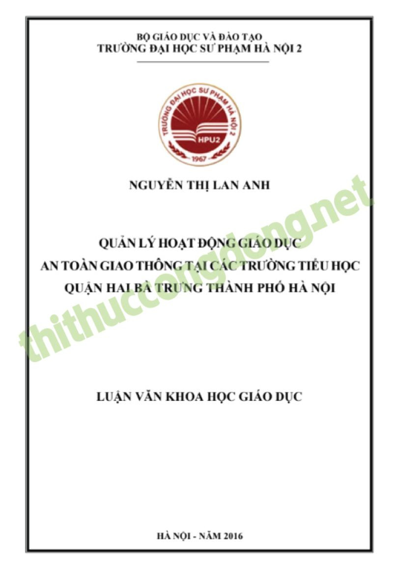  Luận văn giáo dục an toàn giao thông tại quận Hai Bà Trưng