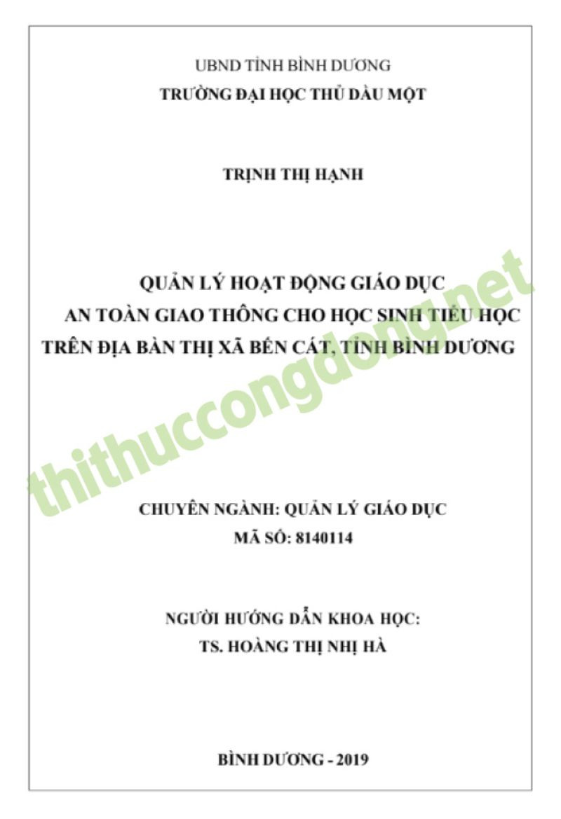 Luận văn giáo dục an toàn giao thông tại tỉnh Bình Dương 