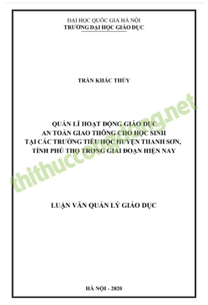 Luận văn giáo dục an toàn giao thông tại tỉnh Phú Thọ