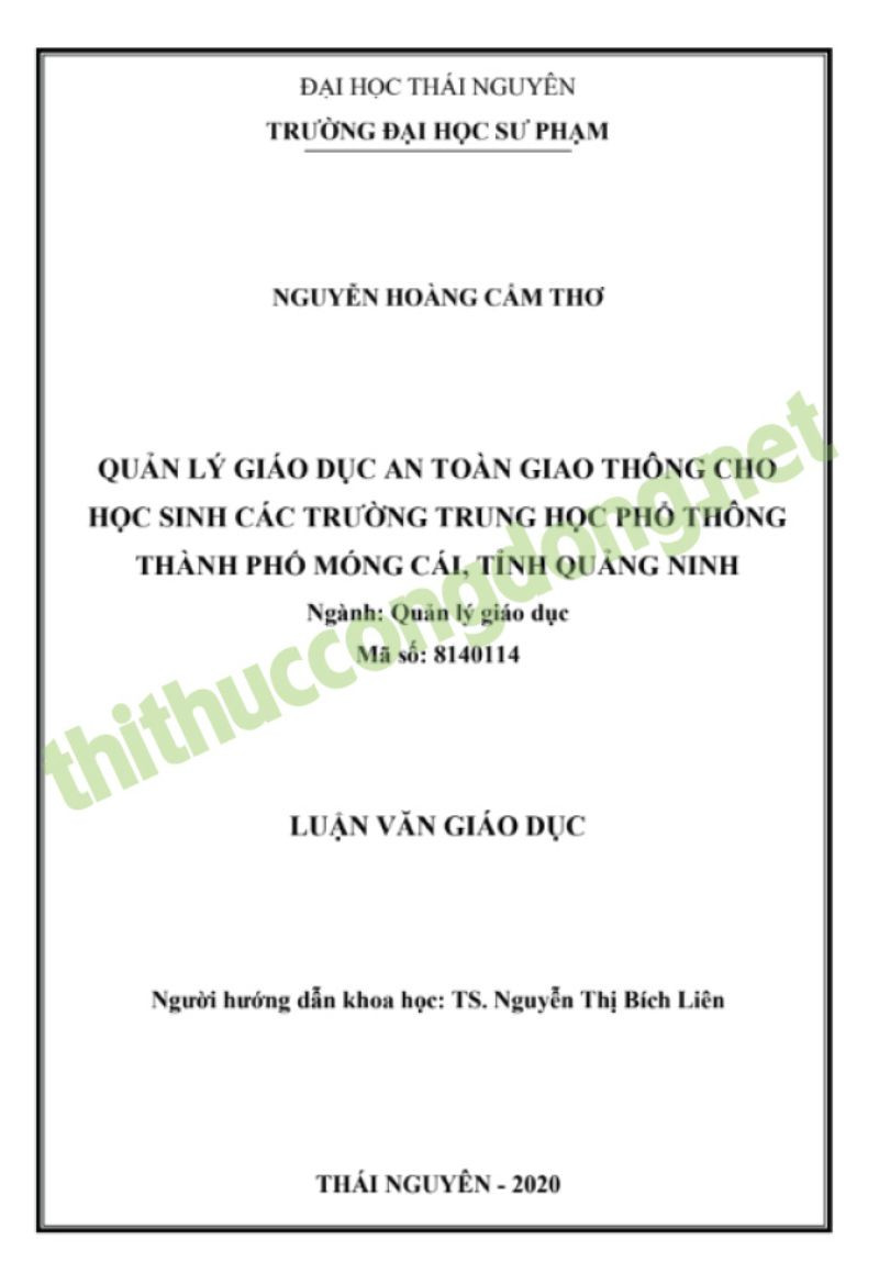  Luận văn giáo dục an toàn giao thông tại tỉnh Quảng Ninh