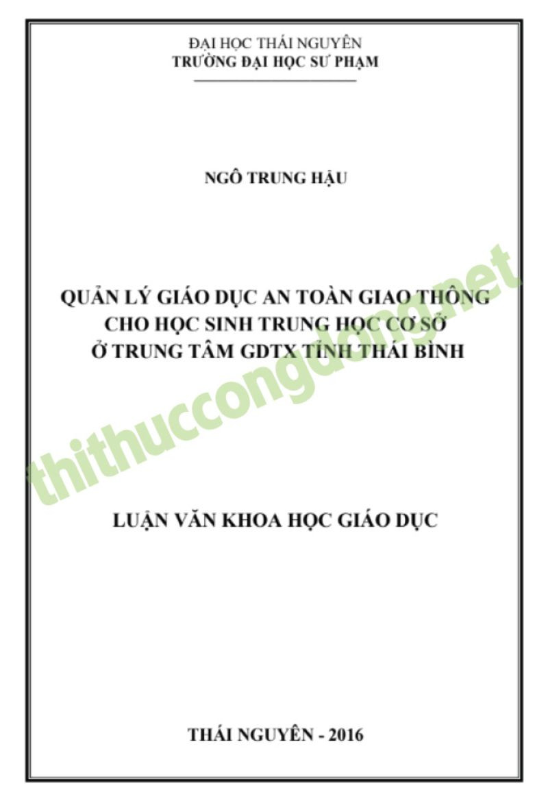 Luận văn giáo dục an toàn giao thông tại tỉnh Thái Bình 
