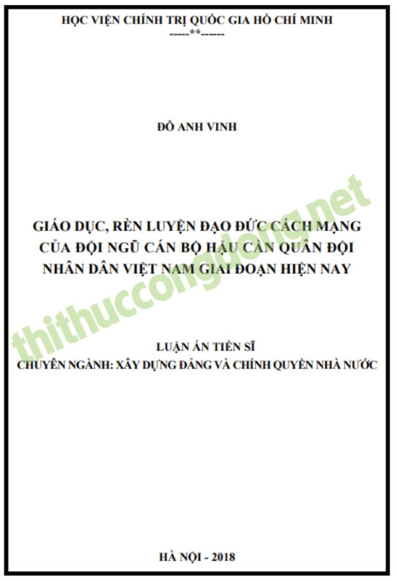 Luận văn giáo dục đạo đức cách mạng cho đội ngũ cán bộ Hậu cần Luận văn giáo dục đạo đức cách mạng cho đội ngũ cán bộ Hậu cần