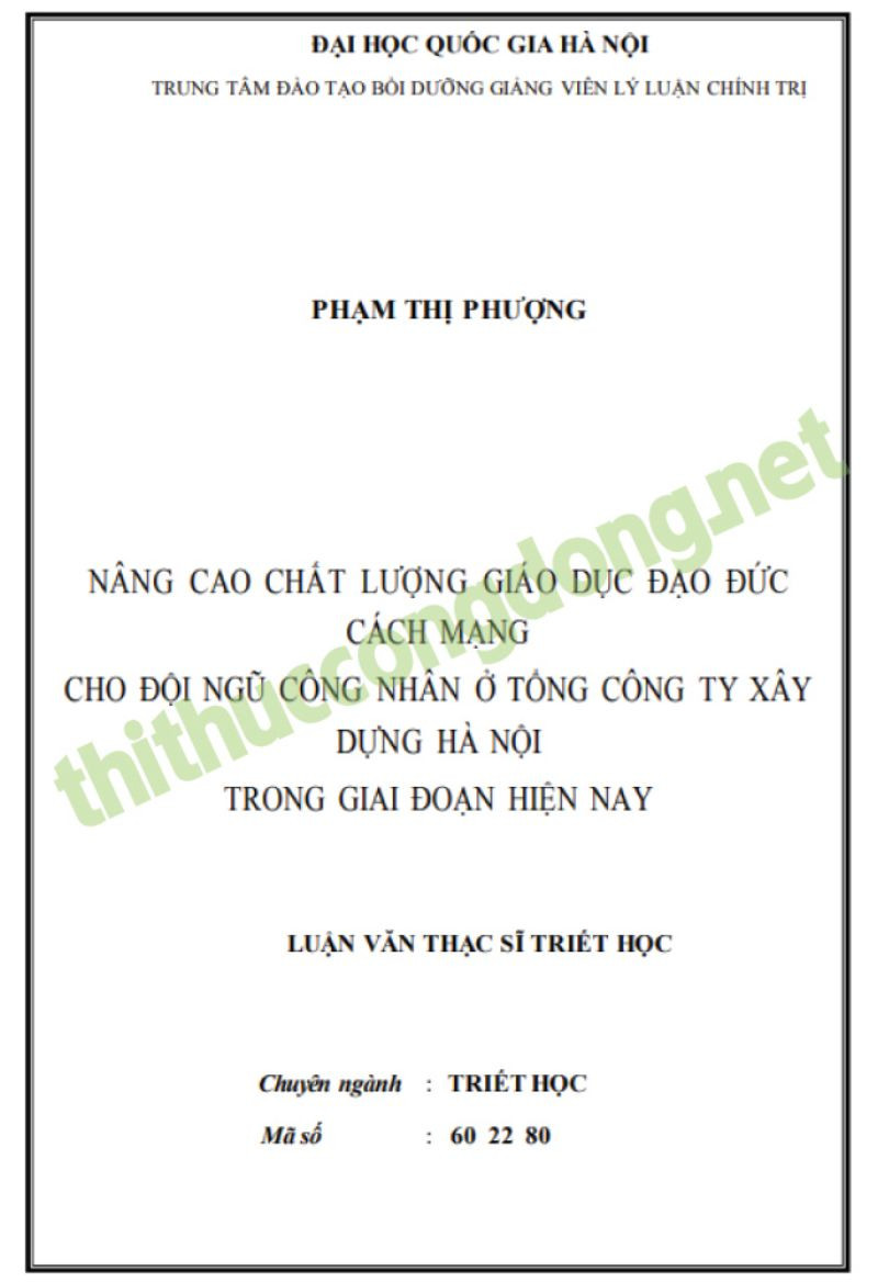 Luận văn giáo dục đạo đức Cách mạng cho đội ngũ công nhân Luận văn giáo dục đạo đức Cách mạng cho đội ngũ công nhân