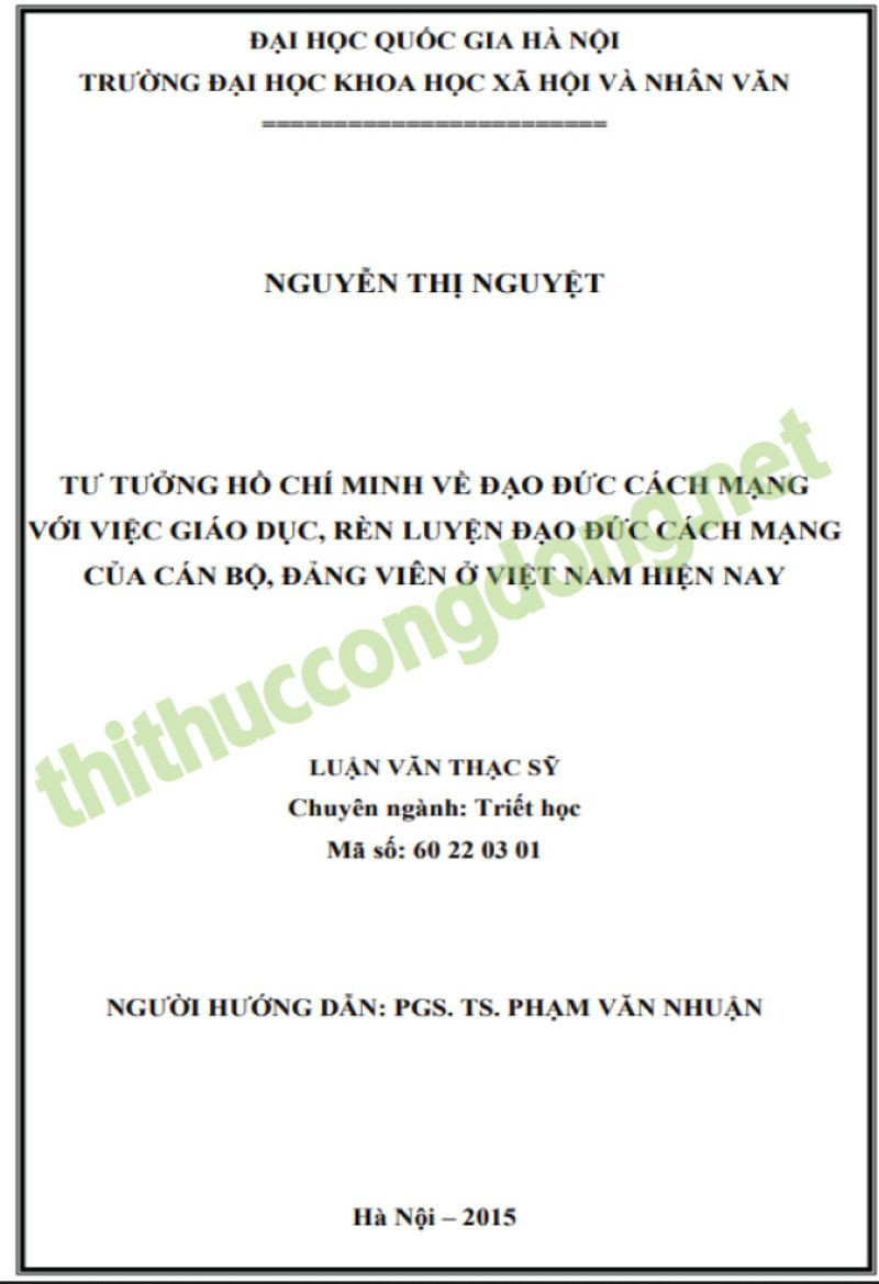 Luận văn giáo dục đạo đức của cán bộ, đảng viên Luận văn giáo dục đạo đức của cán bộ, đảng viên
